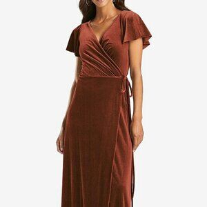 After Six 1538...Velvet Wrap Maxi Dress with Pockets...Auburn Moon...Sz XXL